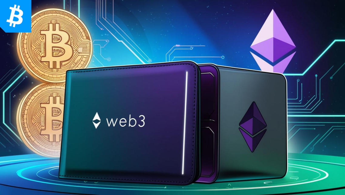 wallet web3 con criptovalute sullo sfondo