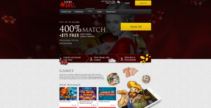 A screengrab of Lucky Red Casino’s home page A screengrab of Lucky Red Casino’s home page