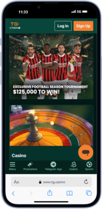 TG.Casino Homepage Mobile Screenshot