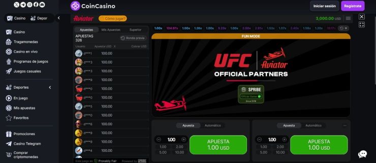 CoinCasino permite jugar al Aviator online