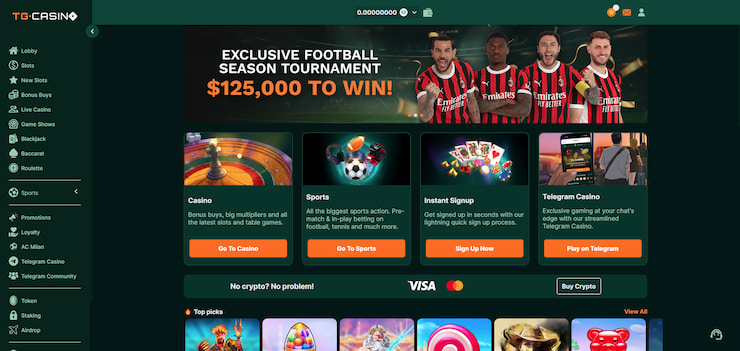 The TG.Casino sports betting page.