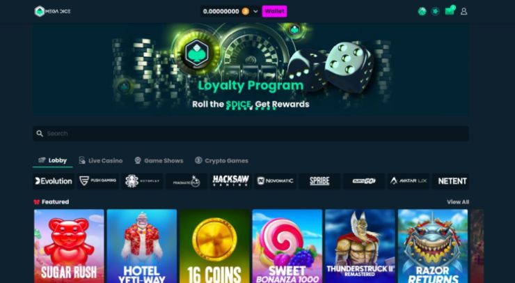mega dice loyalty program and games