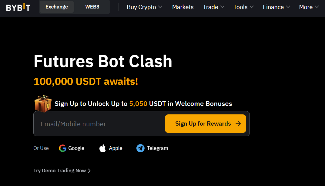 10. Bybit – galinga prekybos platforma pažengusiems kriptovaliutų investuotojams