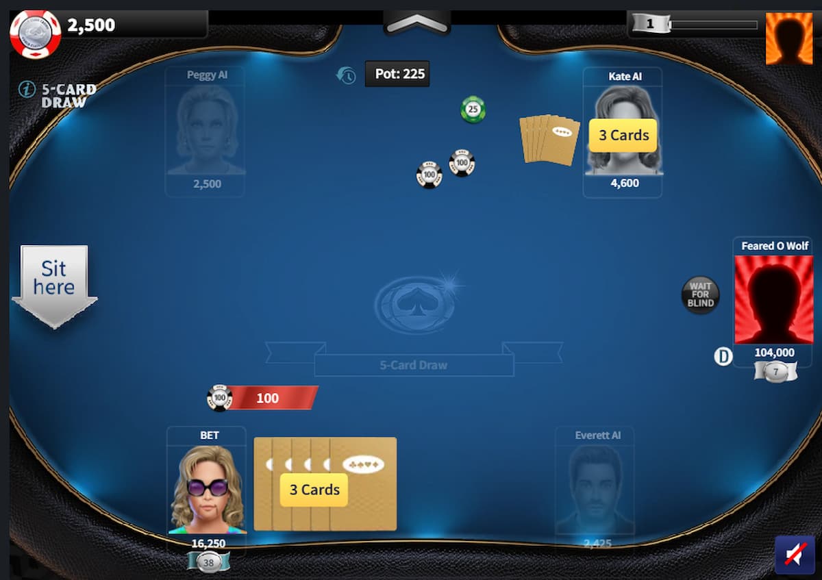 Diễn biến ván bài Poker 5 lá