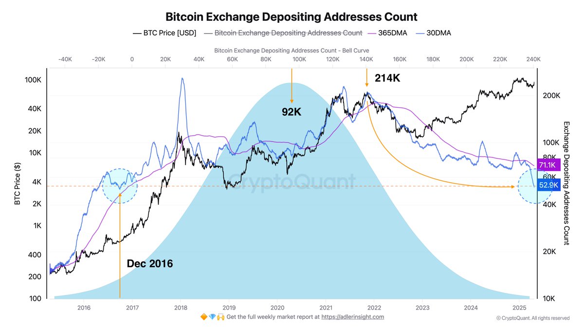 Bitcoin Exchange Depositing Addresses Count | Source: Axel Adler on X