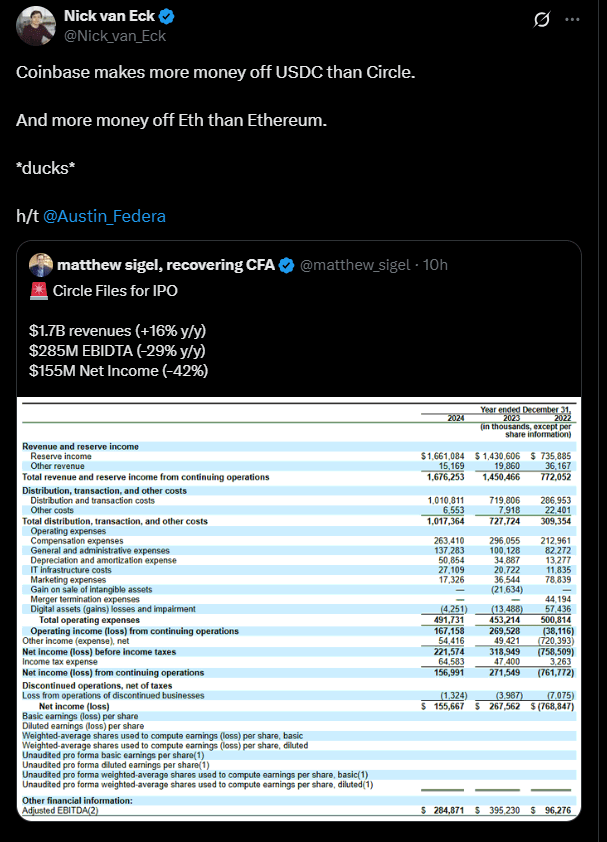 Coinbase Makes Money USDC ETH