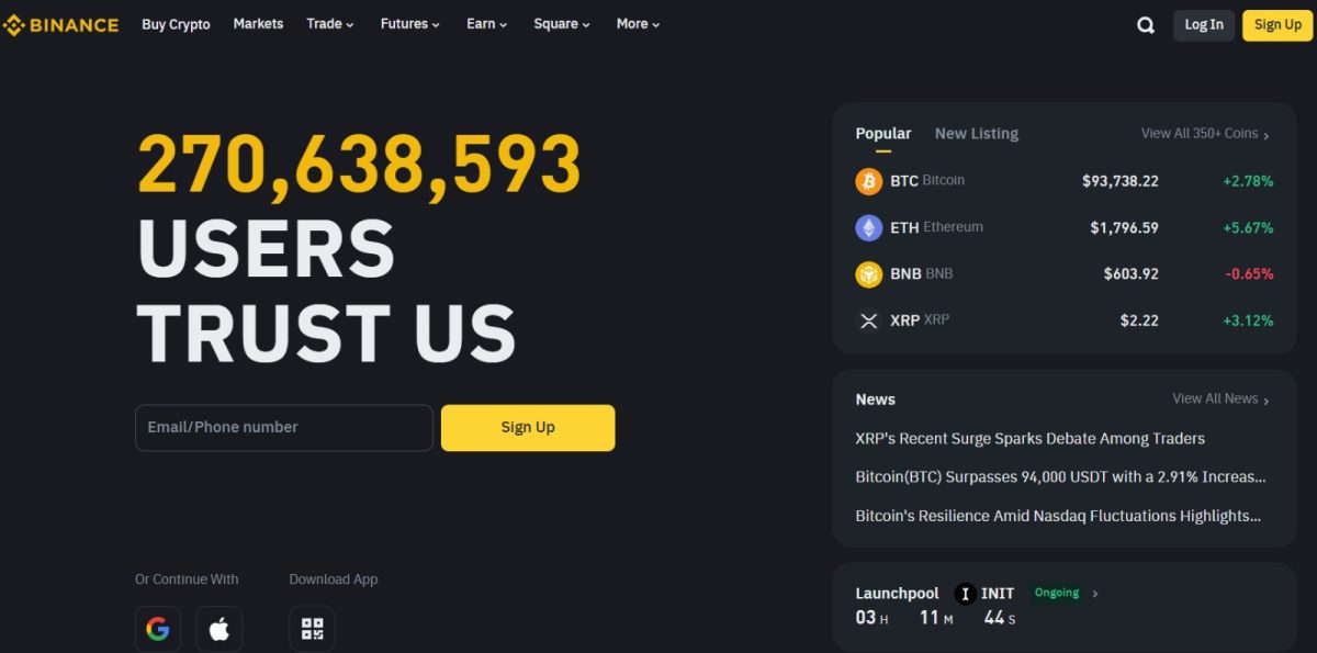 3. Binance – didžiausia kriptovaliutų platforma pasaulyje