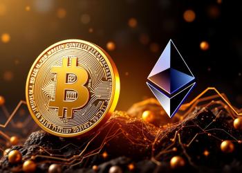 ภาพ Bitcoin และ Ethereum พร้อมโลโก้ BlackRock