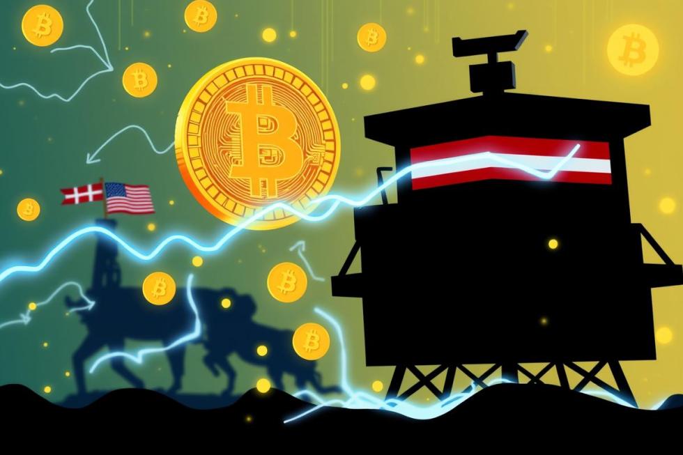 ภาพประกอบดิจิทัลแสดง Bitcoin นำเงินทุนไหลออกจากตลาด crypto ท่ามกลางความตึงเครียดด้านภาษีศุลกากร