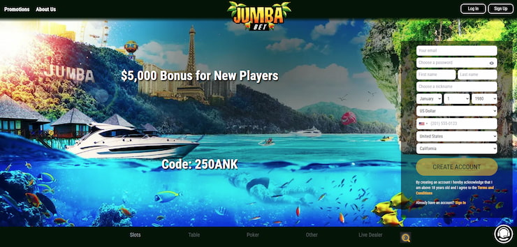 A snapshot of the Jumba Bet Visa casino