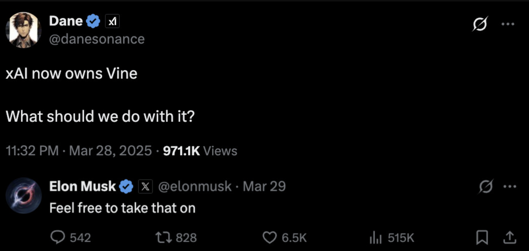 Elon Musk interaction on X - Vine