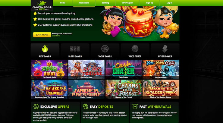raging bull $1 deposit online casino - main page