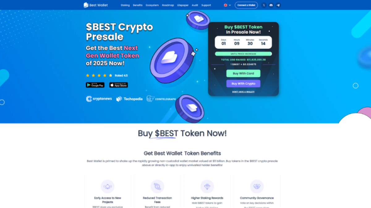Best Wallet скриншот с сайта предпродажи