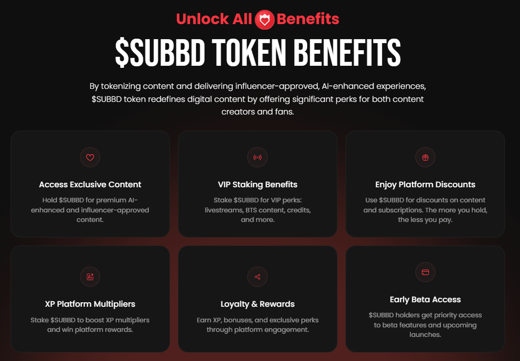 SUBBD Token Benefits
