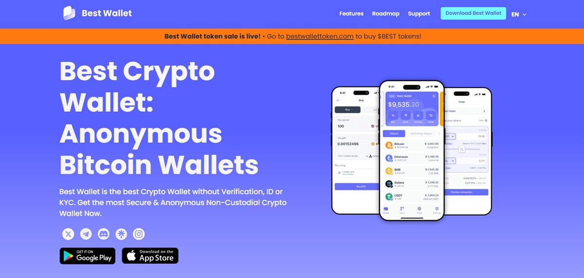 1. Best Wallet – geriausia decentralizuota kriptovaliutų piniginė