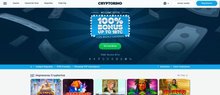 Cryptorino es uno de los casinos en línea con Bitcoin más recomendados de Latam.