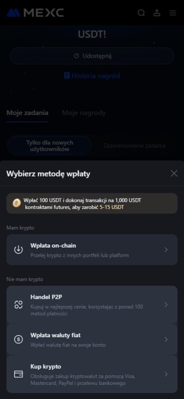 MEXC wpłata