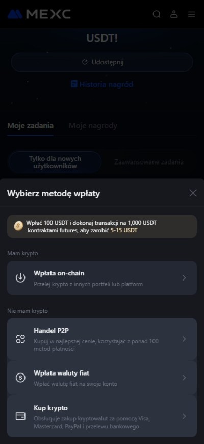 MEXC wpłata