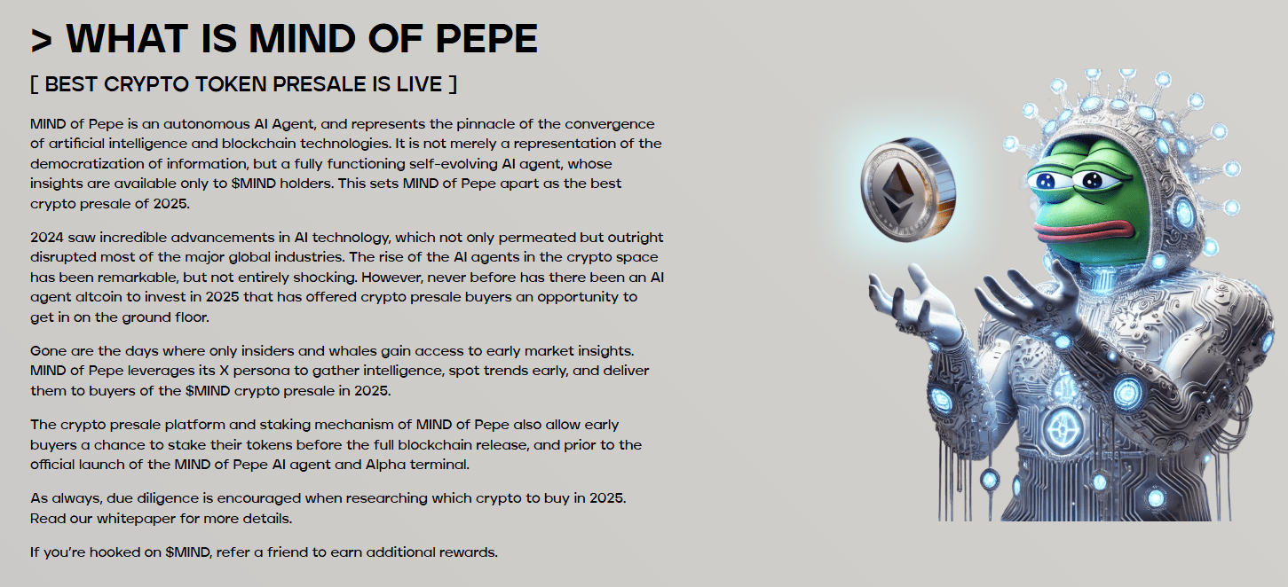 MIND of Pepe presale page