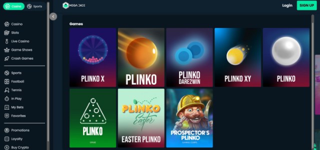 Mega Dice Casino - iecienītākais augsta līmeņa Plinko Casino