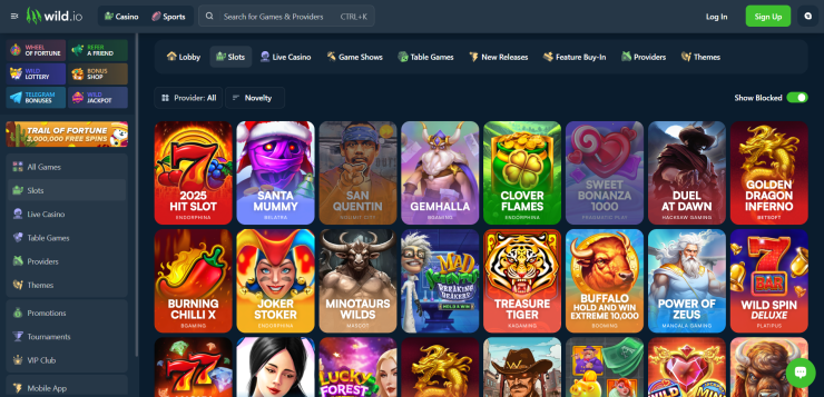 A preview of the slots at Wild.io