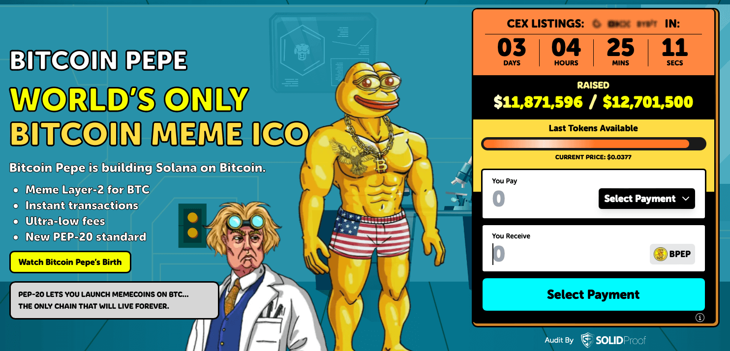 Bitcoin Pepe presale page.