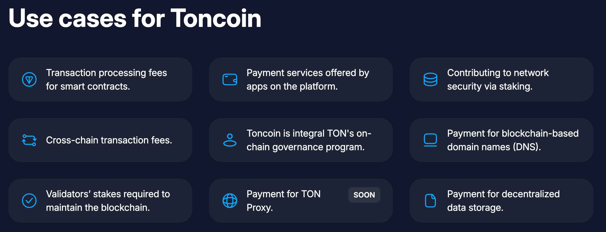 Use Cases for Toncoin