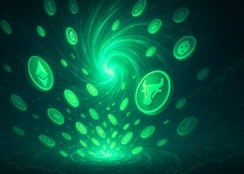 Xoáy sáng hút biểu tượng tiền mã hóa phát sáng