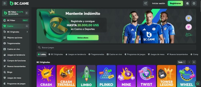 BC.Game admite apuestas cripto con BTC y muchos otros tokens.