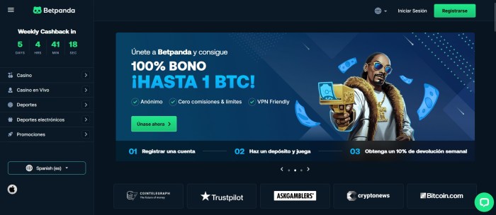 Betpanda permite hacer depósitos seguros con Bitcoin.