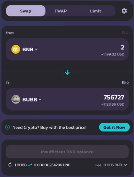 Buying BUBB on PancakeSwap