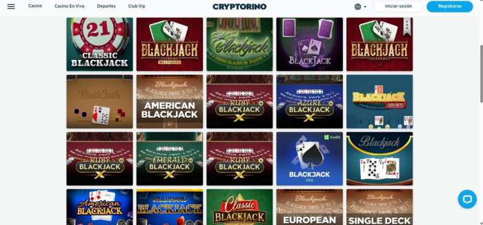 Cryptorino cuenta con más de 120 mesas de blackack online activas