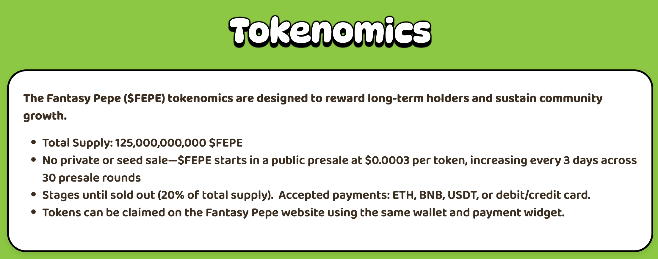 $FEPE tokenomics