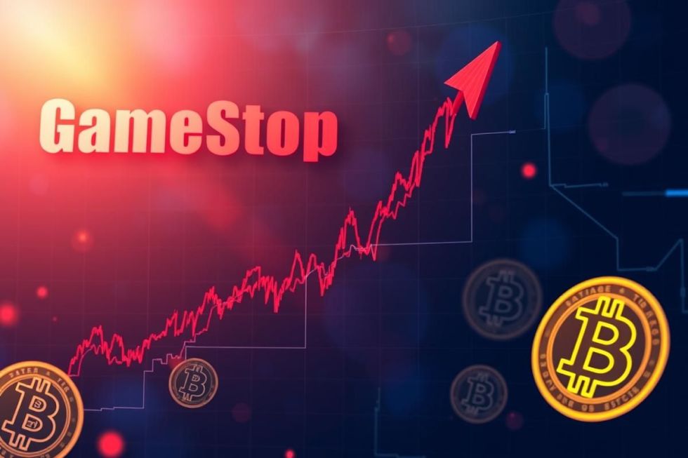 กราฟราคาหุ้น GME ที่พุ่งขึ้นอย่างรวดเร็วหลัง GameStop ซื้อ Bitcoin จำนวนมาก
