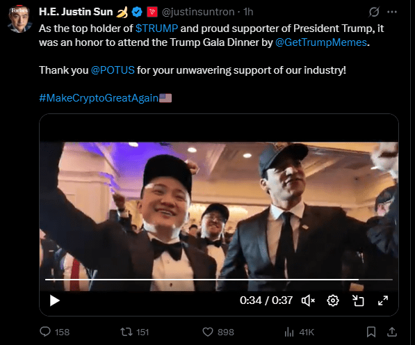 Justin Sun Trump Gala