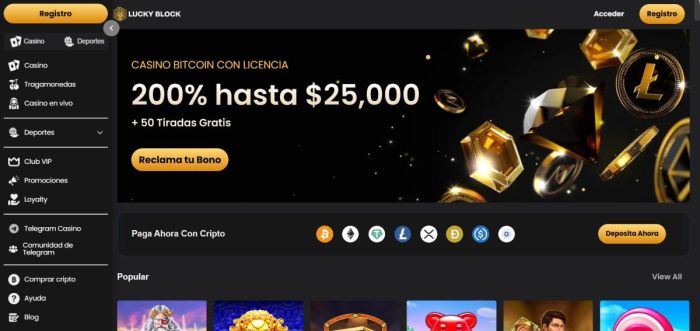 Lucky Block es otro de los casinos con Bitcoin que acepta comprar tokens en su propia web.