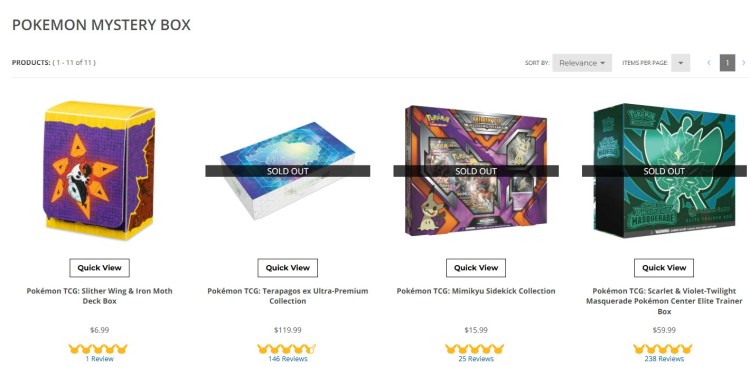 mystery box pokemon center
