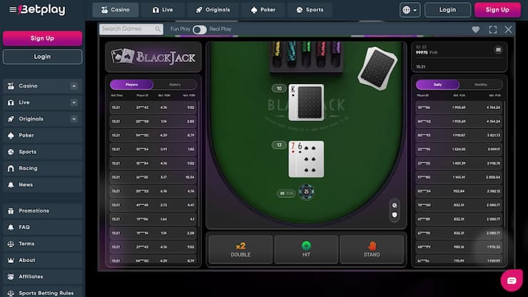 play blackjack at betplay