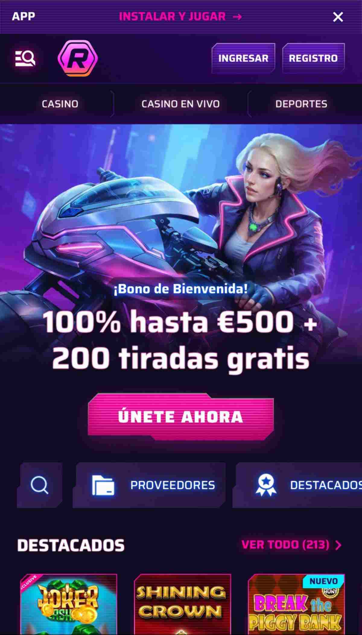 Roby Casino permite instalar un acceso directo con app de casino para ganar dinero real
