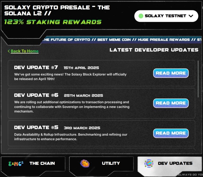 Solaxy dev updates