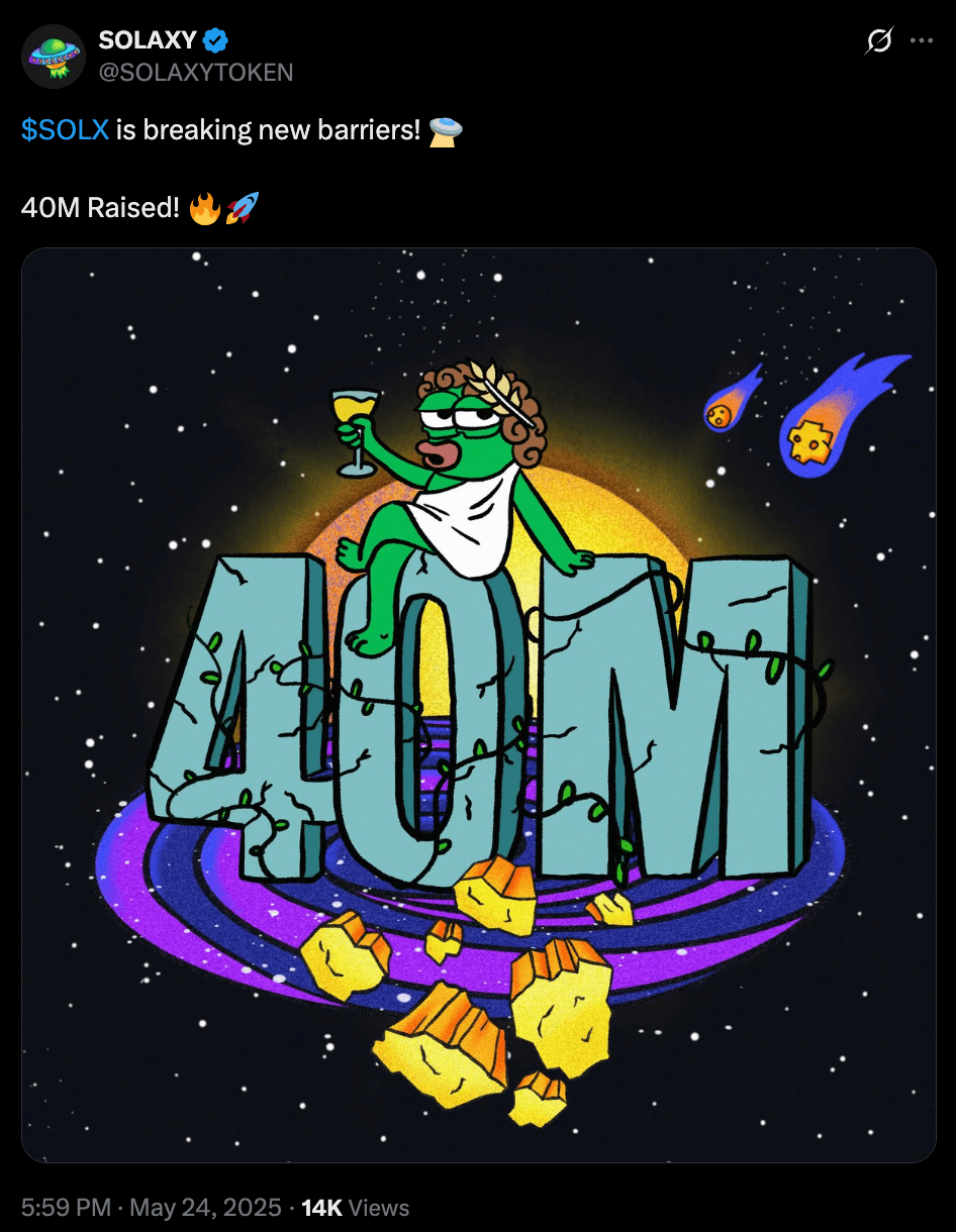 Solaxy ($SOLX) presale raises $40M.
