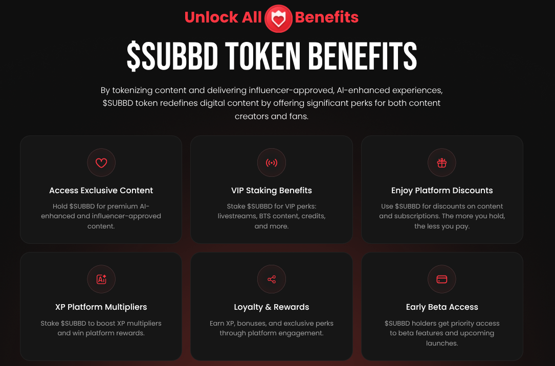 SUBBD holder benefits