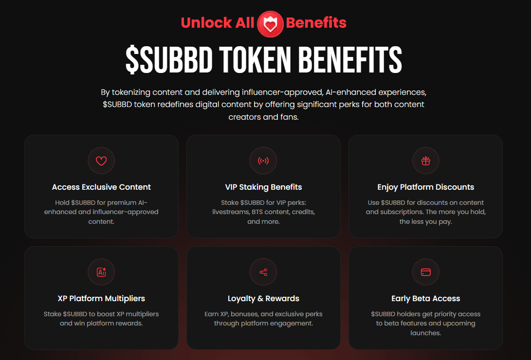 SUBBD Token Benefits