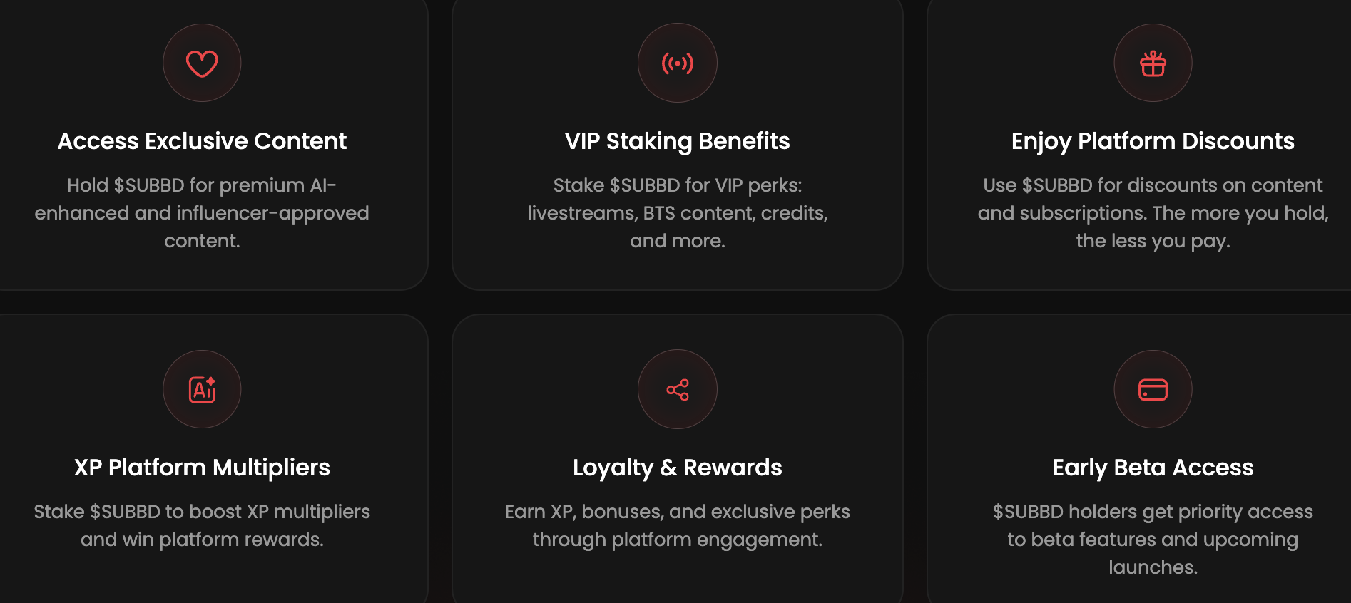 SUBBD token benefits.