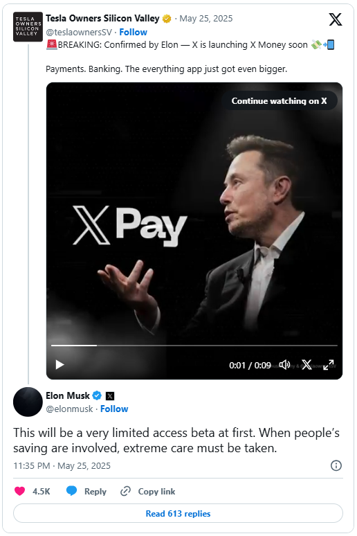 is-a-meme-coin-rally-incoming-alongside-x-money X Money announcement by Elon Musk