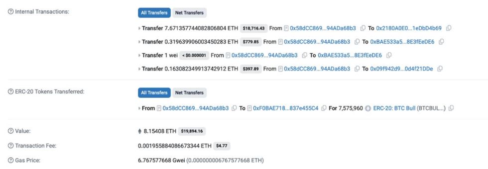 BTC Bull Token บน Etherscan