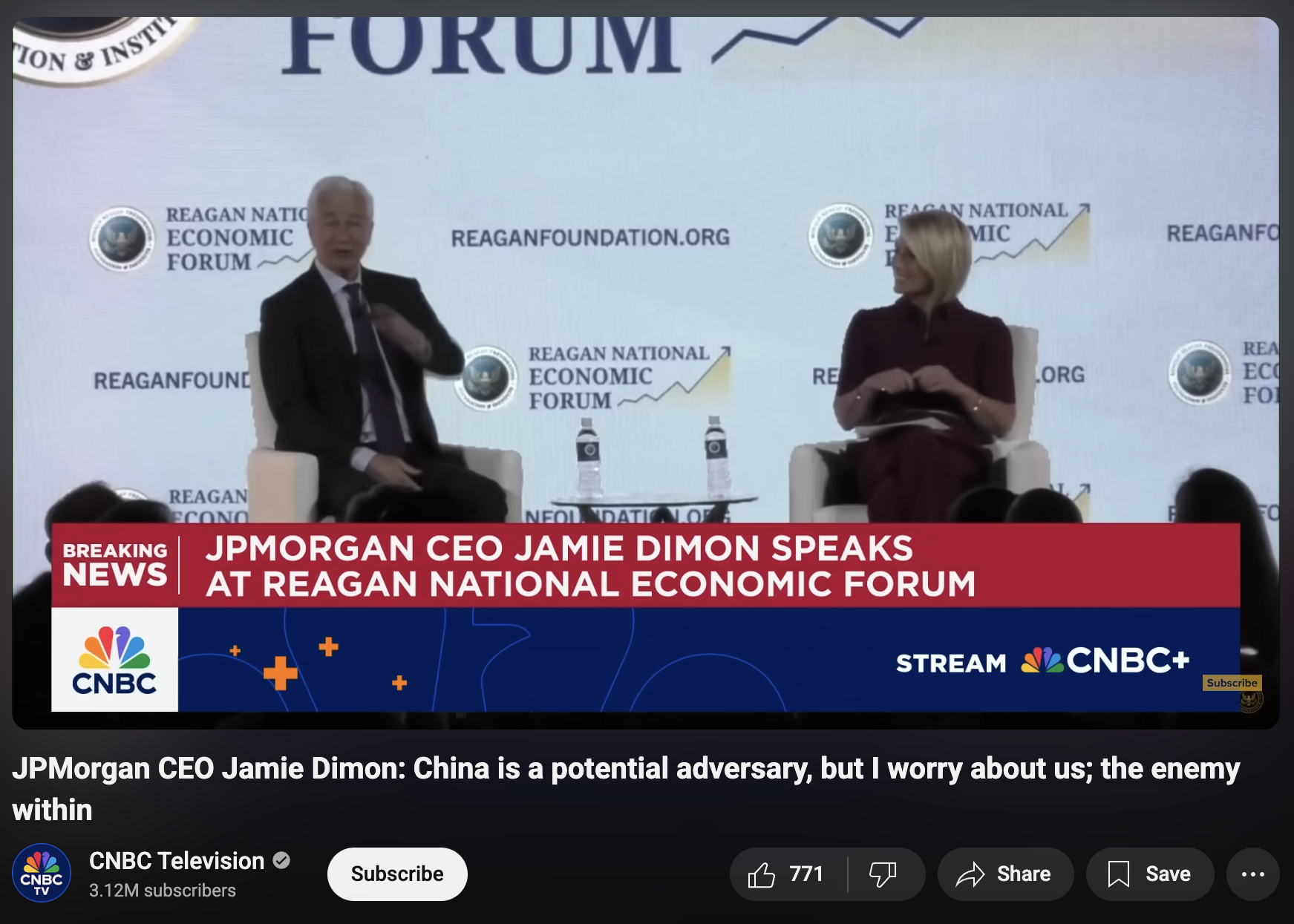 Jamie Dimon at Reagan National Economic Forum.