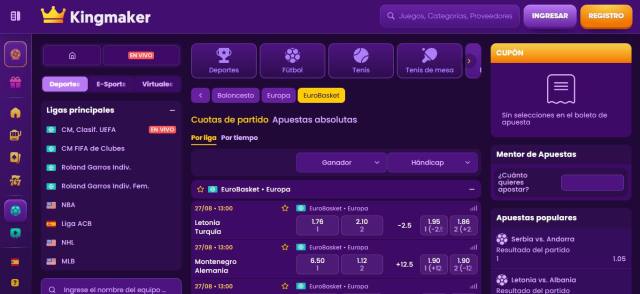 Kingmaker apuestas baloncesto