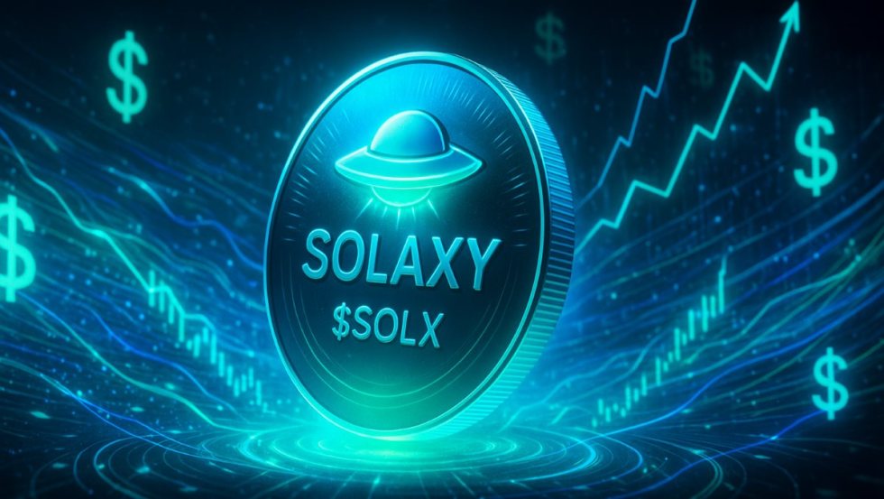 Monedă Solaxy într-o scenă futuristă ce simbolizează potențialul 20×