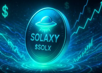Monedă Solaxy într-o scenă futuristă ce simbolizează potențialul 20×